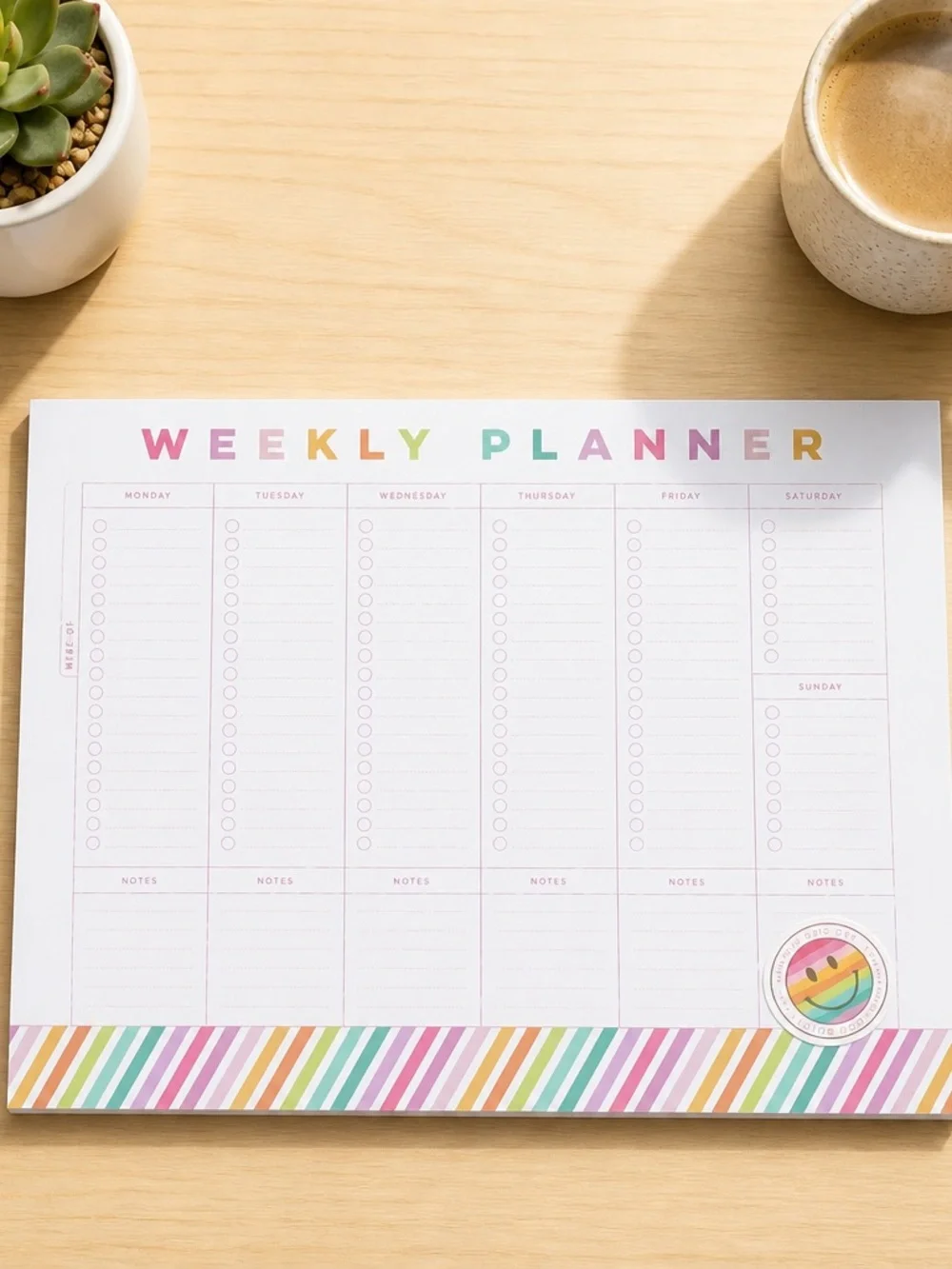 Weekly Planner Notepad - Pastel Rainbow